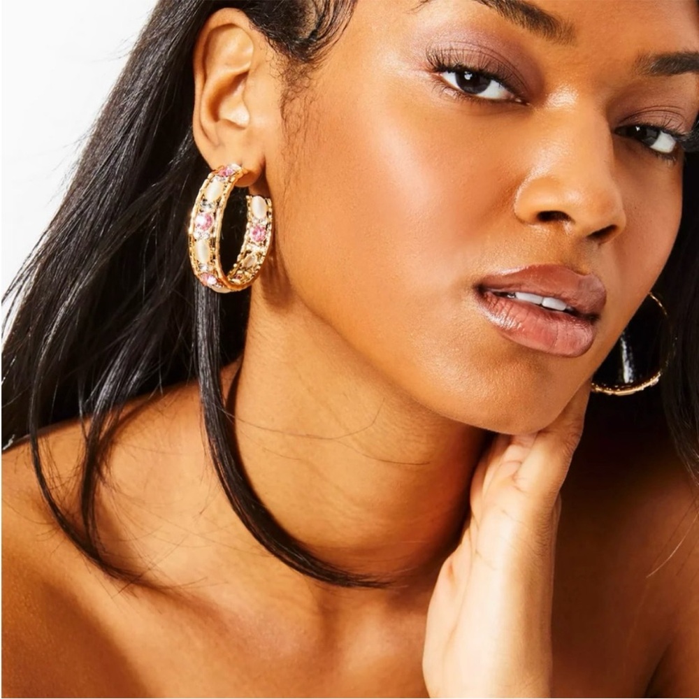 Lilly Pulitzer Via Parigi Conch Shell Pink Hoop Earrings